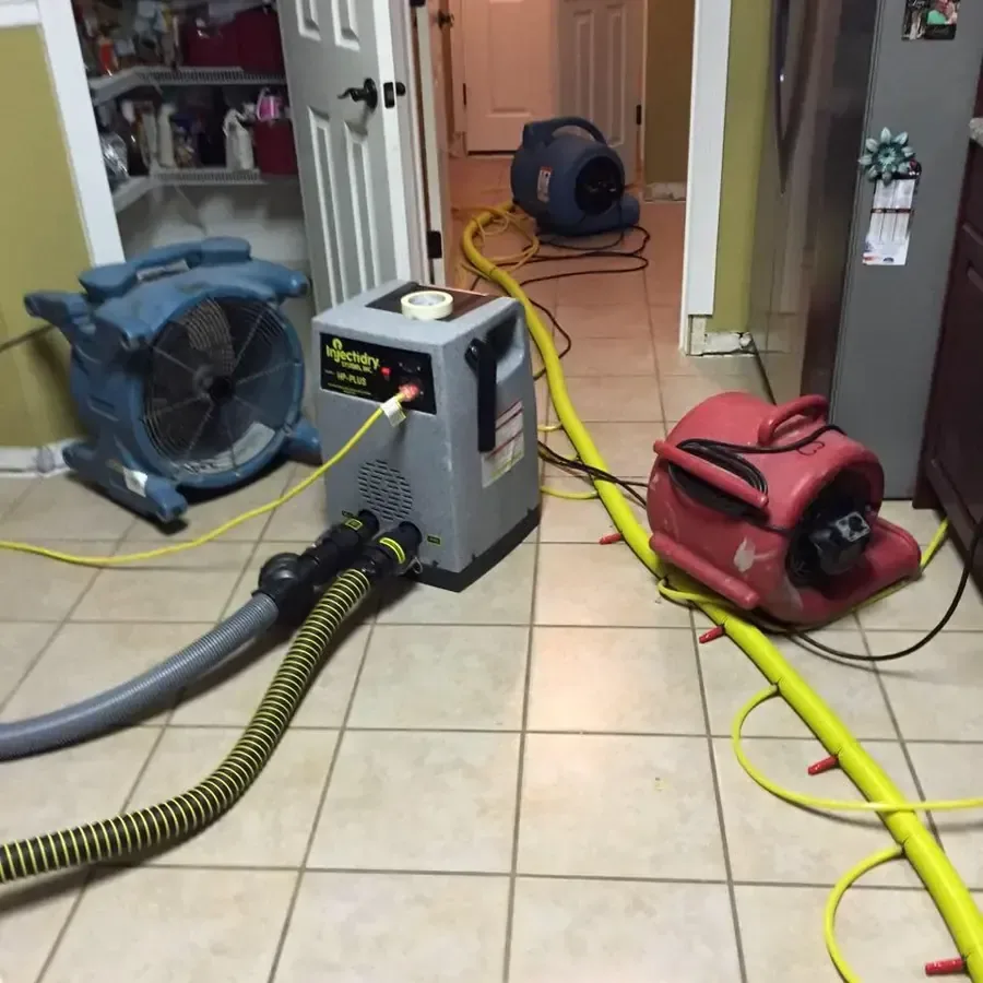 Drying hoses and portable equipment across a tiled room
